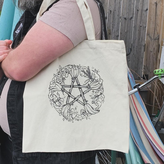 Casting A Circle Pentacle Tote Bag