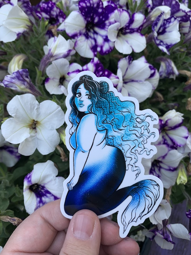 Curvy Mermaid Pin-up Sticker