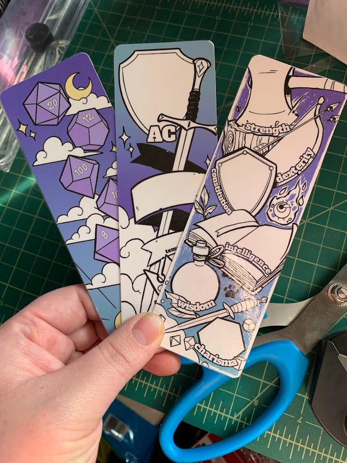 Dry-erase Dungeons & Dragons Cheat-sheet Bookmarks