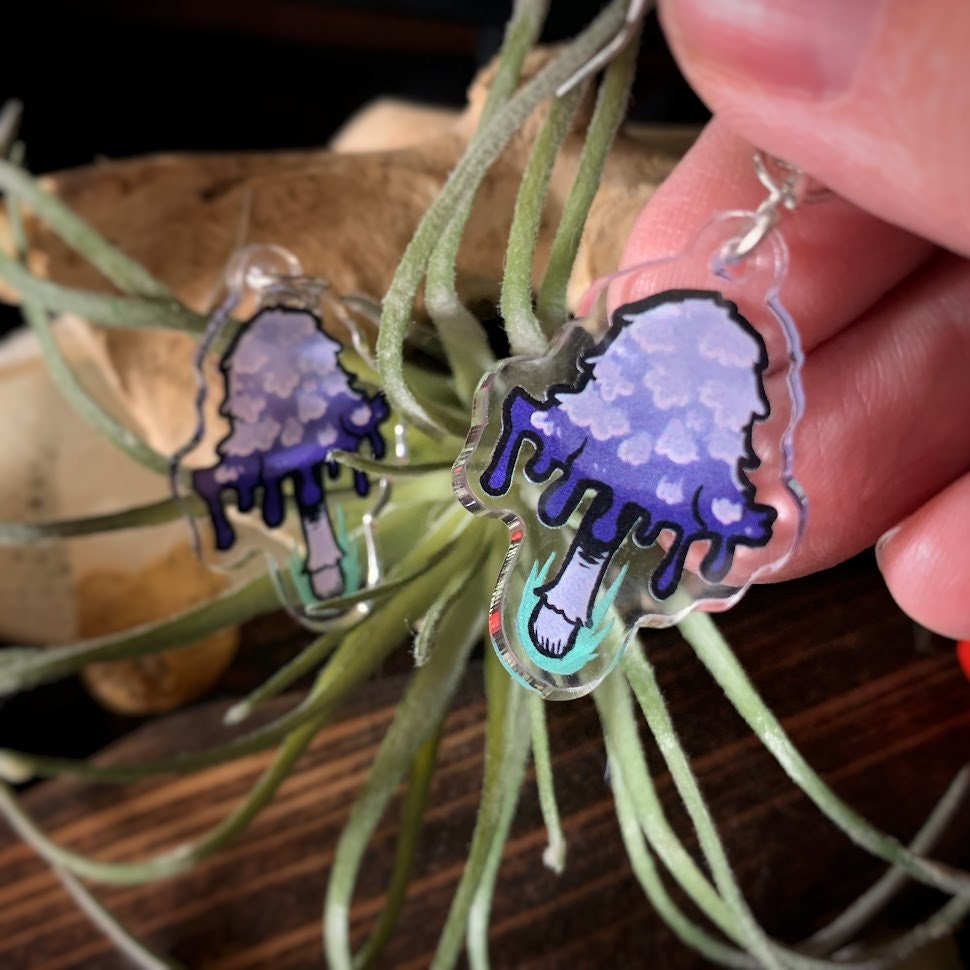 Mushroom Earrings- Inky Cap and Shaggy Parasol