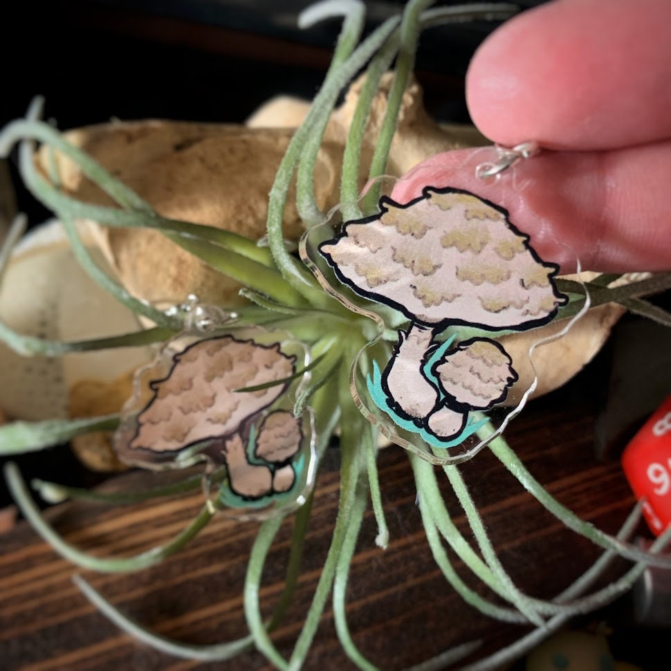 Mushroom Earrings- Inky Cap and Shaggy Parasol